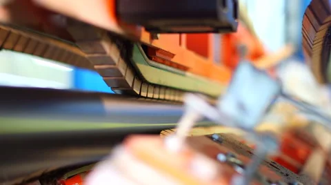 Production process of plastic pipes at the plant Stock Footage 62470952