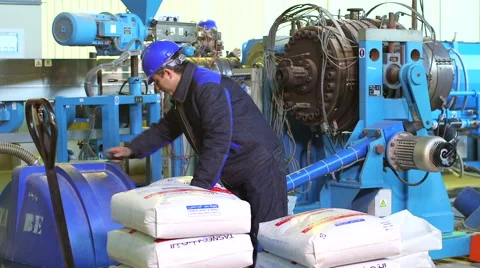 Production process of plastic pipes at the plant Stock Footage 62470964