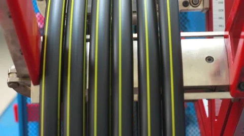 Production process of plastic pipes at the plant Stock Footage 62470980