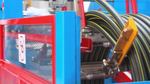 Production process of plastic pipes at the plant Stock Footage 62470989