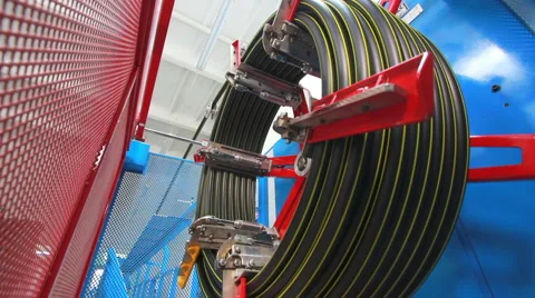 Production process of plastic pipes at the plant Stock Footage 62471148