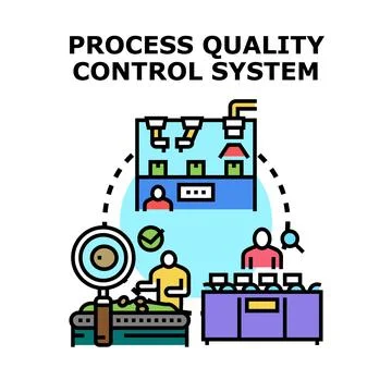 Production process quality control system monitoring manufacturing Stock Illustration