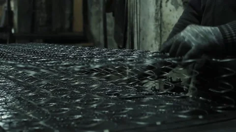 Production process of steel frames of upholstered furniture Stock Footage 87646672