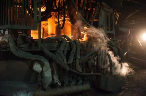 Production process in the steel mill. Arc furnace Stock Photos