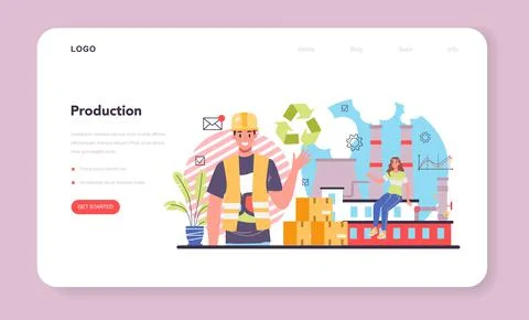 Production process web banner or landing page. Entrepreneurship organization 스톡 일러스트