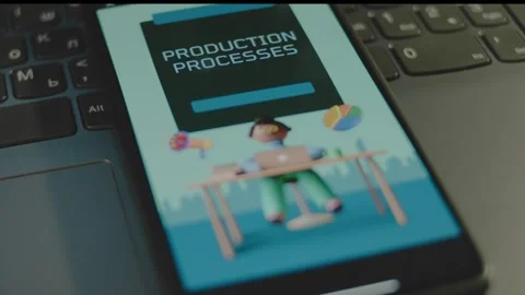 Production Processes inscription on smartphone screen. Graphic presentation of Stock Footage 270941647