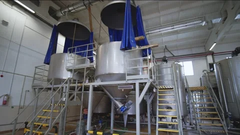 Production Processing Rows of Steel Tanks Stock Footage 195361426