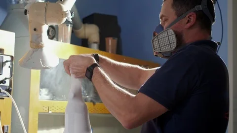 Production of a prosthetic leg. Creates part of the leg above the knee. Pours Stock Footage 120123853