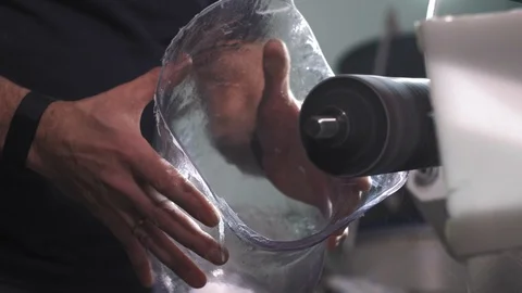 Production of a prosthetic leg. A man creates a part of the leg above the knee Stock Footage 120135772