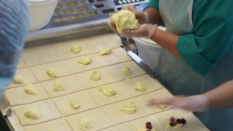 The production of puff pastry Stock Footage 81283785