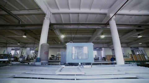 Production of PVC profiles and double glass. Production of PVC windows Stock Footage 68892934