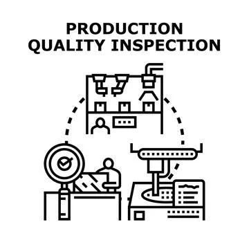 Production quality inspection manufacturing process and control Stockillustratie