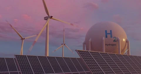 Production of renewable energy based on hydrogen. Vídeo Stock 235698114
