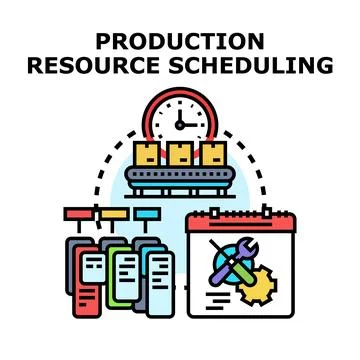 Production resource scheduling managing industrial manufacturing process Stock Illustration