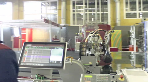 Production: robot cutter cuts the sheet of glass Stock Footage 68206433
