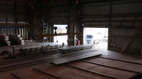 Production of rolled metal warehouse Stock Footage 72713901
