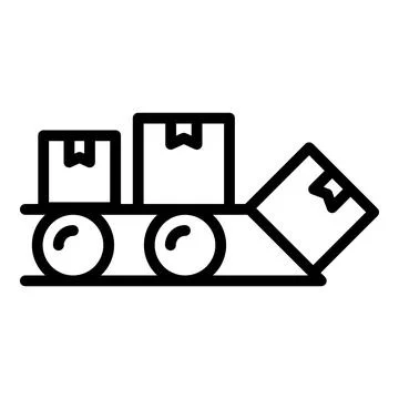 Production row icon outline vector. Factory machine 库存插图
