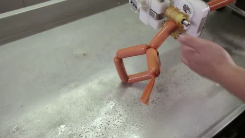 The production of sausages hands Stock Footage 75243299