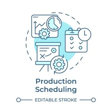 Production scheduling soft blue concept icon Stock-Illustration