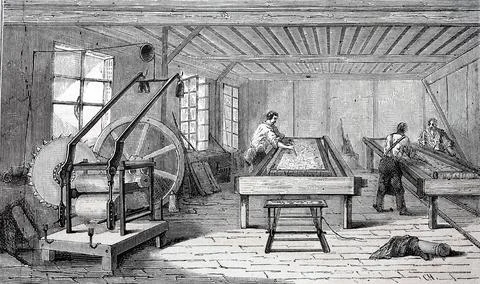 Production of silk fabrics application of a primer to give the silk a better 스톡 일러스트