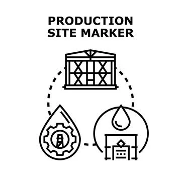 Production site marker concept vector illustrating industry development 스톡 일러스트