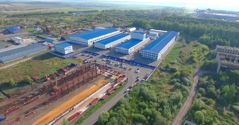 Production site. Production cluster. Aerial survey. Stock Footage