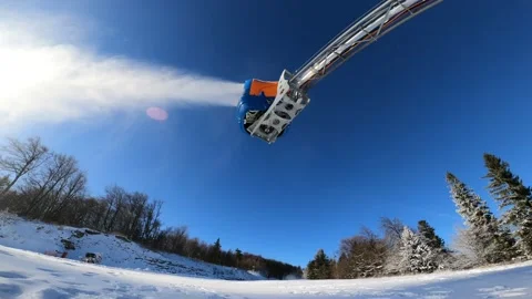 Production of snow with snow making machine Stock Footage 121071769
