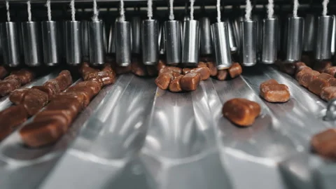 Production of soft caramel sweets. Stock Footage 278412218