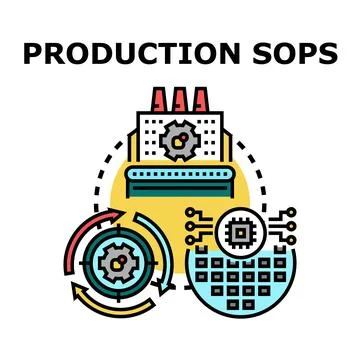 Production sops process, manufacturing industry automation, quality control Stock Illustration