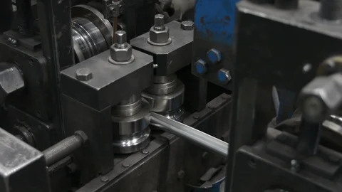 Production of stainless pipes. Stock-Footage 121060573