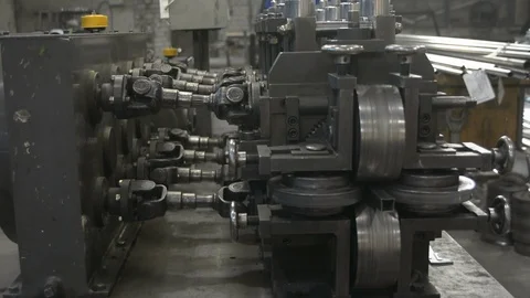 Production of stainless pipes. Stock-Footage 121060604