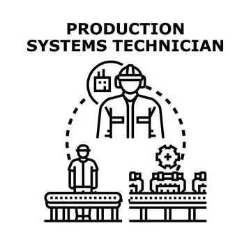Production system technician working industrial manufacturing process Stock Illustration