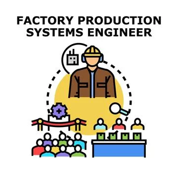 Production systems engineer managing manufacturing process operations Stock Illustration