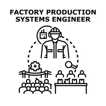 Production systems engineer managing manufacturing process operations Stock Illustration