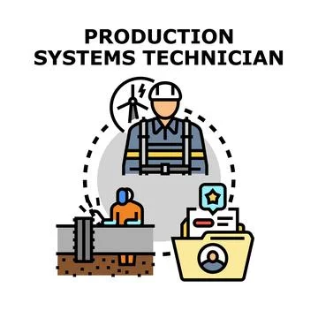 Production systems technician working with energy and management Stock Illustration