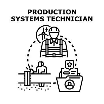Production systems technician working with energy and management Stock Illustration