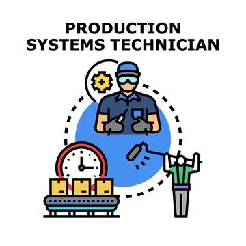 Production systems technician working on manufacturing processes Stock Illustration