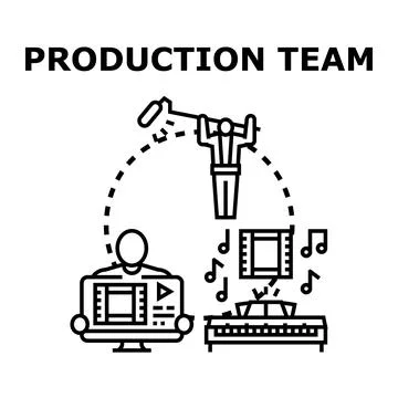 Production team creating digital content and recording sound Stock Illustration