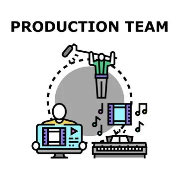 Production team creating digital content and recording sound Stock Illustration