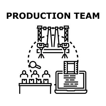 Production team working on media creating content Stock Illustration