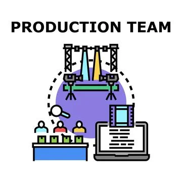 Production team working on media creating content Stock Illustration