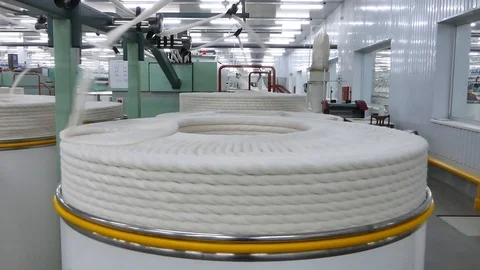 Production of threads in a textile factory Stock Footage 88394868