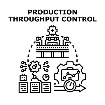 Production throughput control optimizing manufacturing efficiency icon Stock Illustration