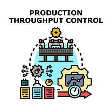 Production throughput control optimizing manufacturing efficiency icon Stock Illustration