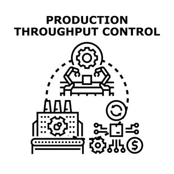 Production throughput control system optimizing manufacturing process 스톡 일러스트