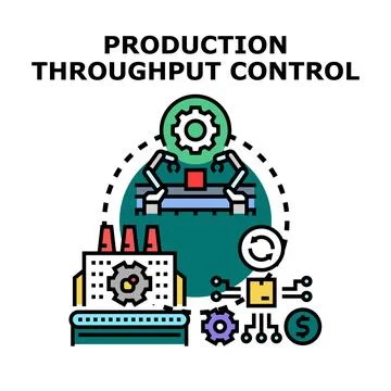 Production throughput control system optimizing manufacturing process Stock Illustration