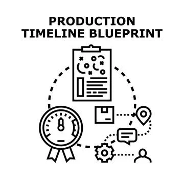 Production timeline blueprint planning project management process Stock Illustration