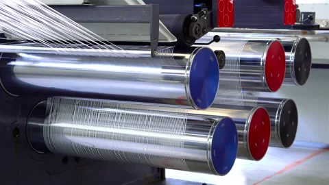 Production of white polypropylene flat yarn for the production of industrial  動画素材 141232269