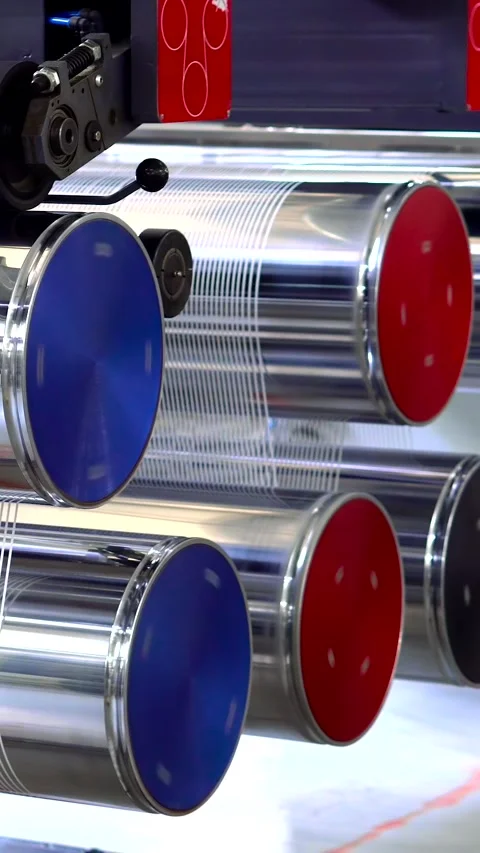Production of white polypropylene flat yarn for the production of industria.. Stock Footage 291954373