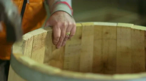 Production of wine barrels Stock Footage 62471998
